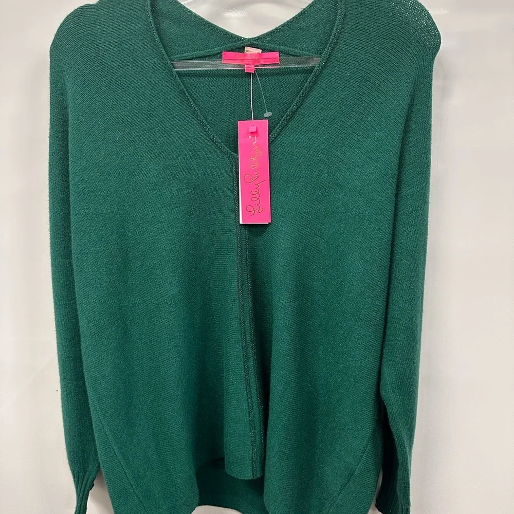 NWT Lilly Pulitzer Green V-Neck Sweater - Picture 7 of 9